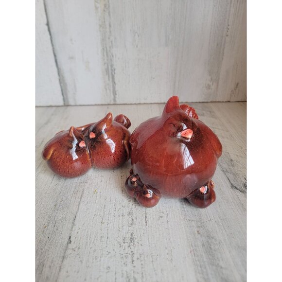 Ceramic red cardinal bird family flock group xmas set - Picture 1 of 5